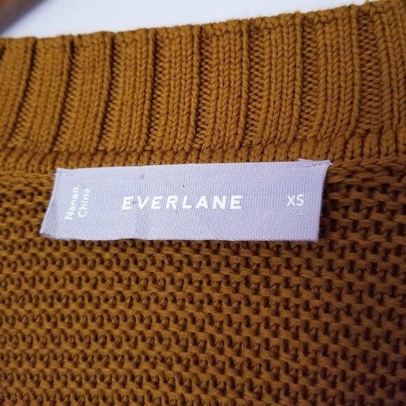 Everlane The Link-Stitch Crewneck Sweater XS Brass Brown 100% Cotton Jumper Top - Picture 8 of 15